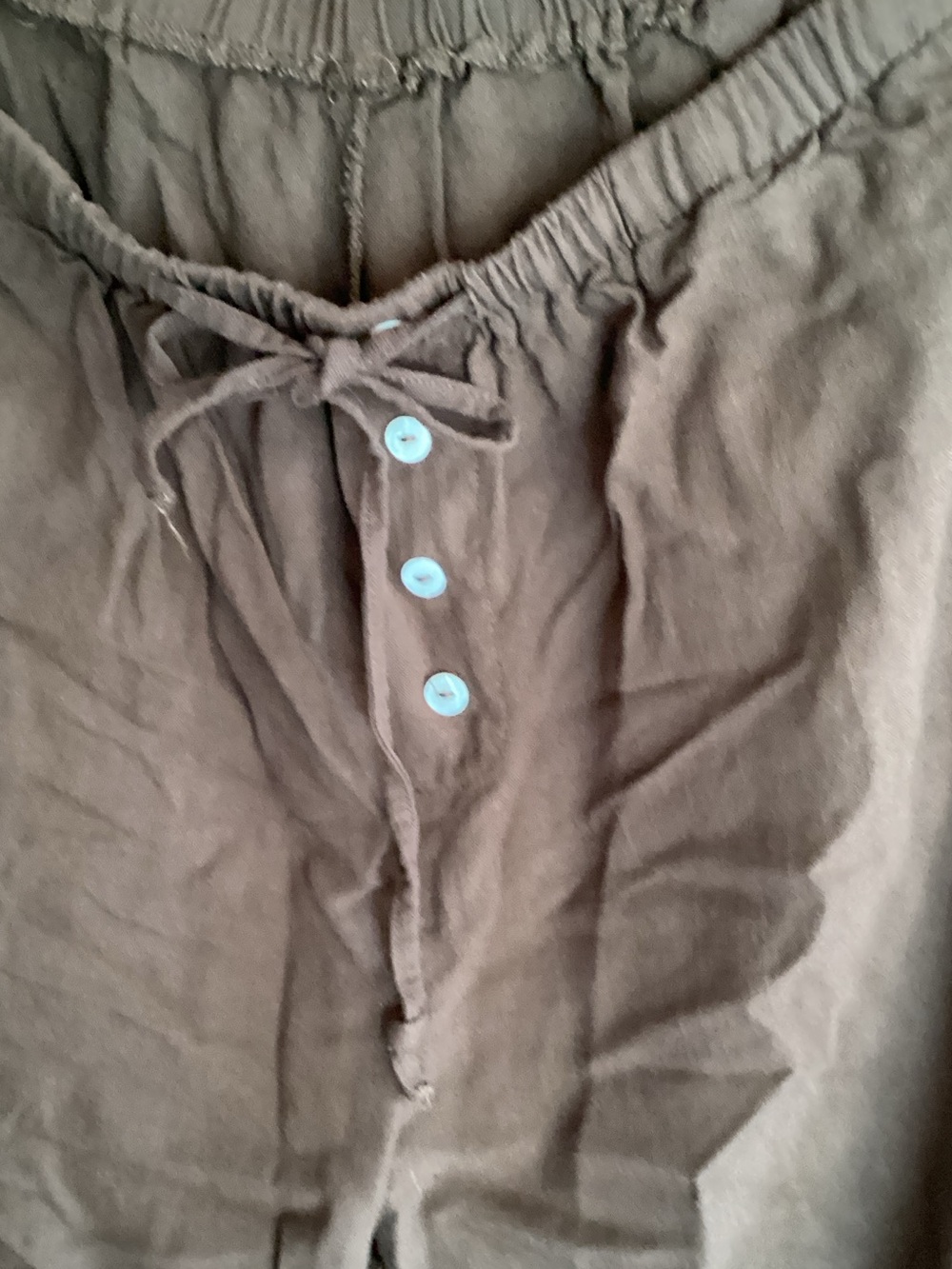 Casual Drawstring Button-Front Pants in Brown